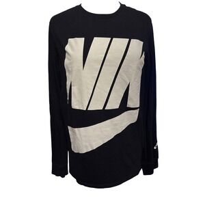 Nike Long Sleeve T-Shirt Mens Medium Black Excellent Graphic Logo 569921-E3X